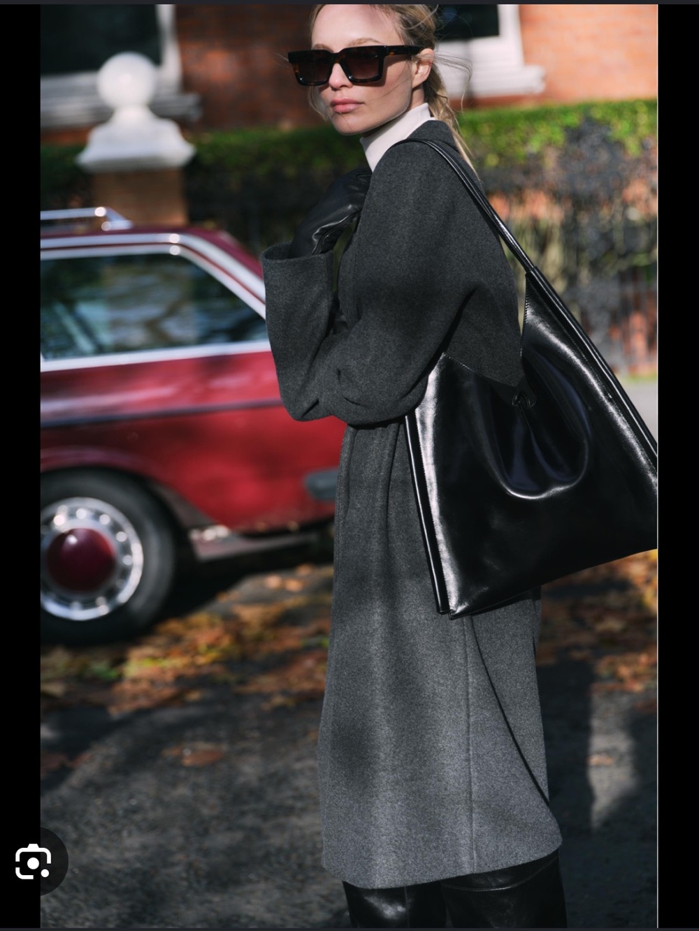 Zara Faux Black Patent Asymmetrical Bucket Bag